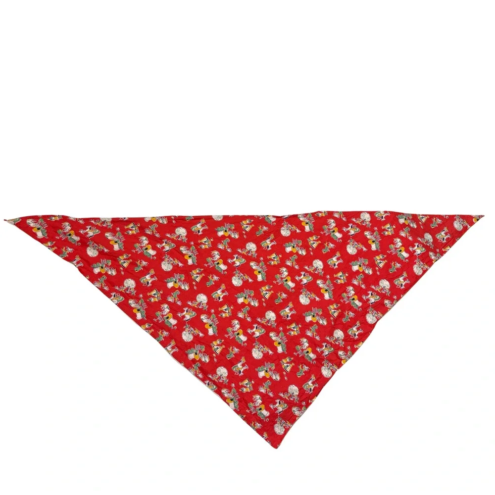 Red Triangle Kerchief Large Cowboy Print Cotton Scarf Vintage 50
